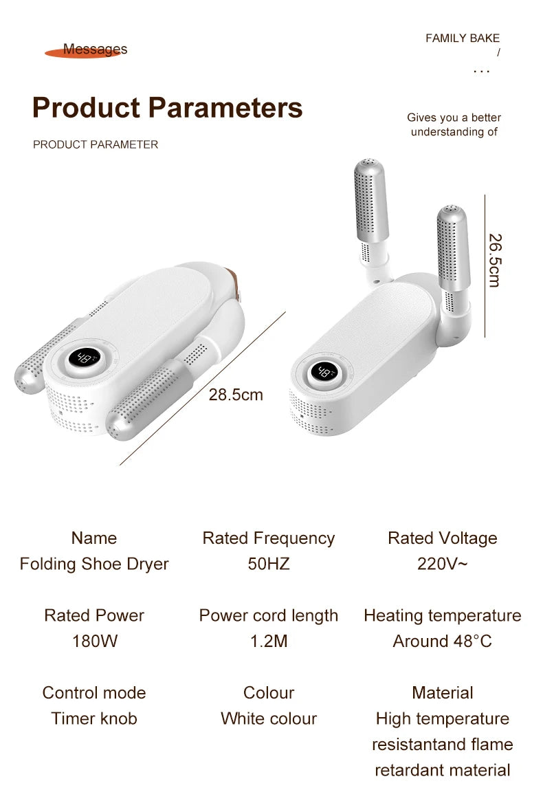 Sèche-Chaussures UV Pliable – Séchage Rapide, Stérilisation et Désodorisation à Température Constante